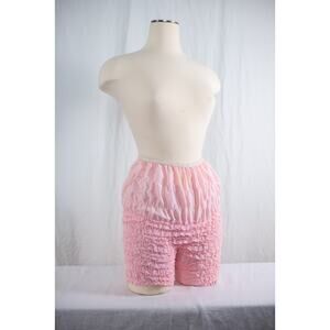 Vintage Pink Ruffle Pettipants Bloomers Lace Boudoir Lingerie Burlesque Pinup, M